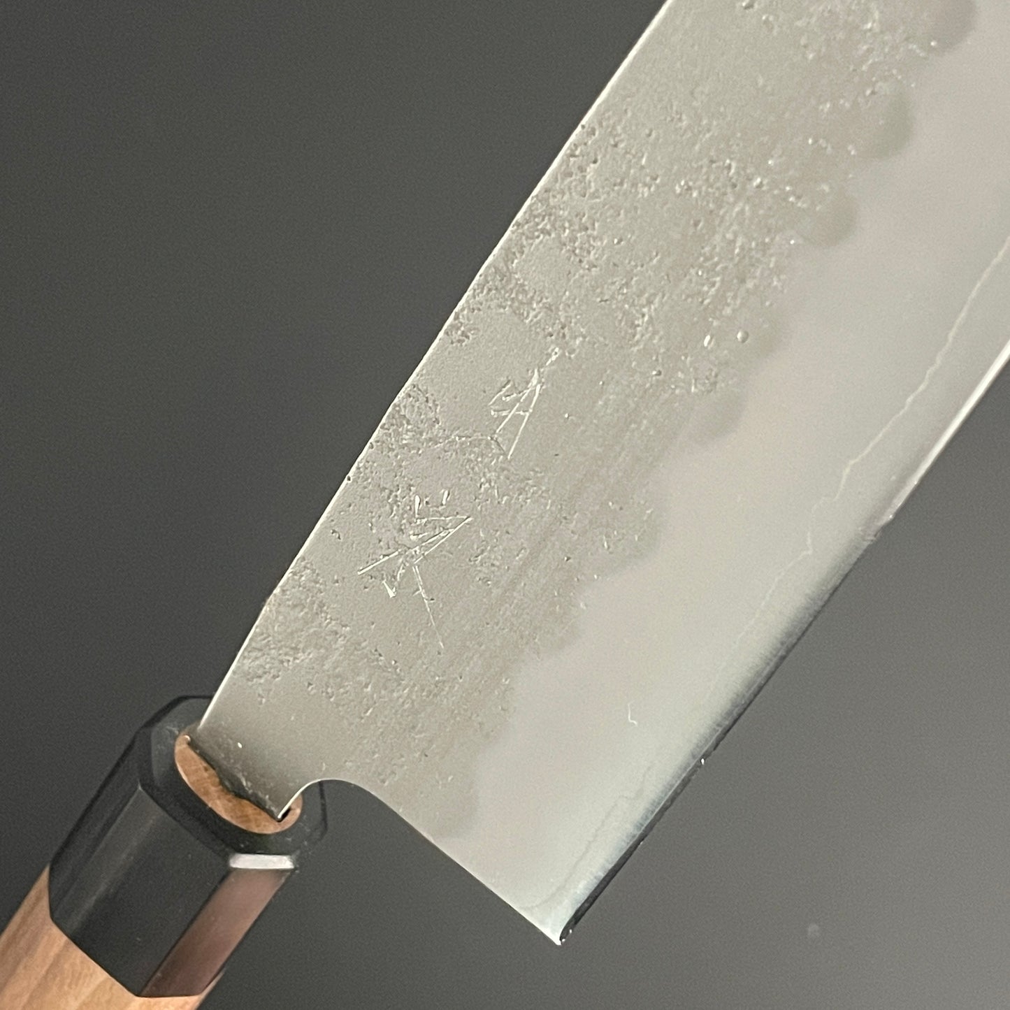 Santoku 165mm (6.5in) Ginsan Gingami (Silver No.3) Nashiji finish Double-Bevel