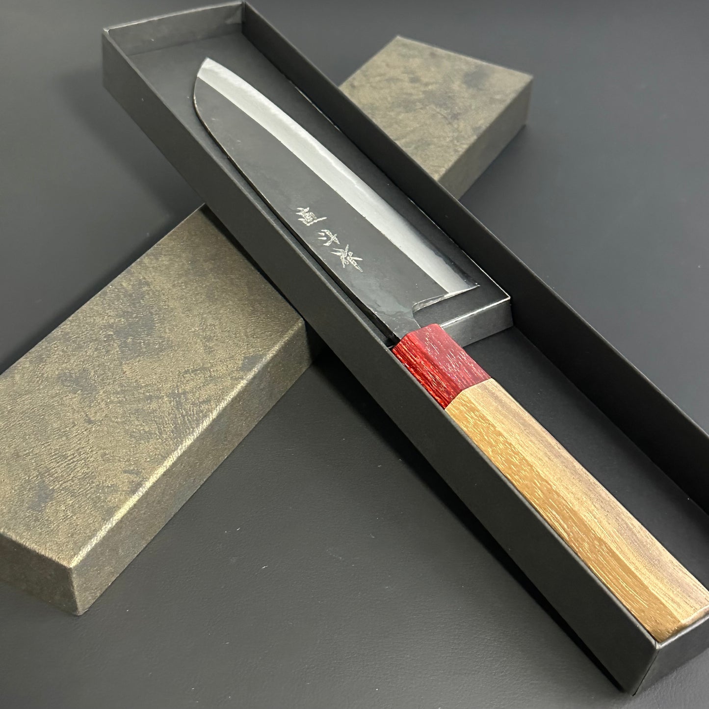 Kurouchi Damascus Santoku 165 mm (6.5 in) Aogami (Blue) #2 By Naoto