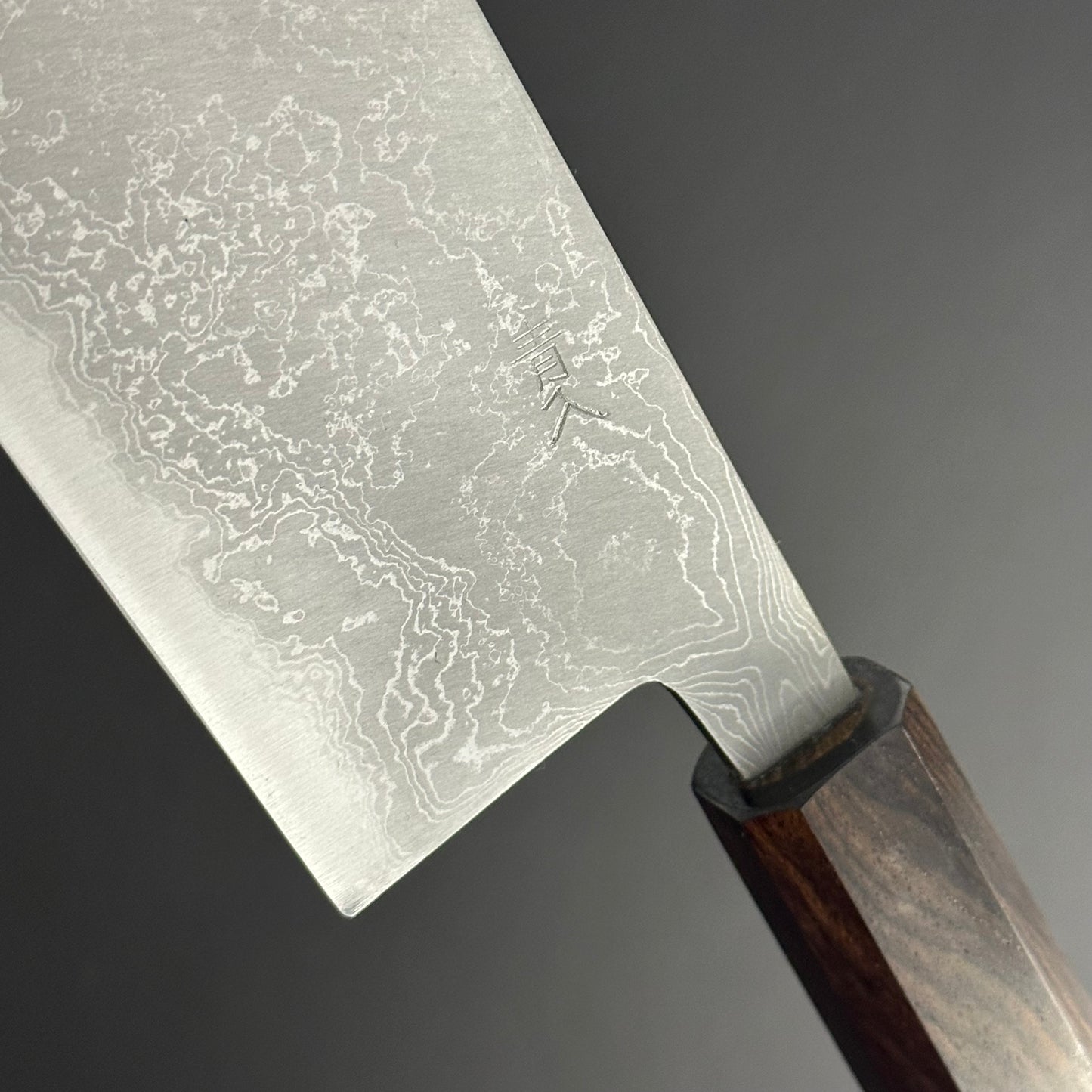 Damascus Nakiri 165 mm (6.5 in) Aogami (Blue) #2 Double-Bevel