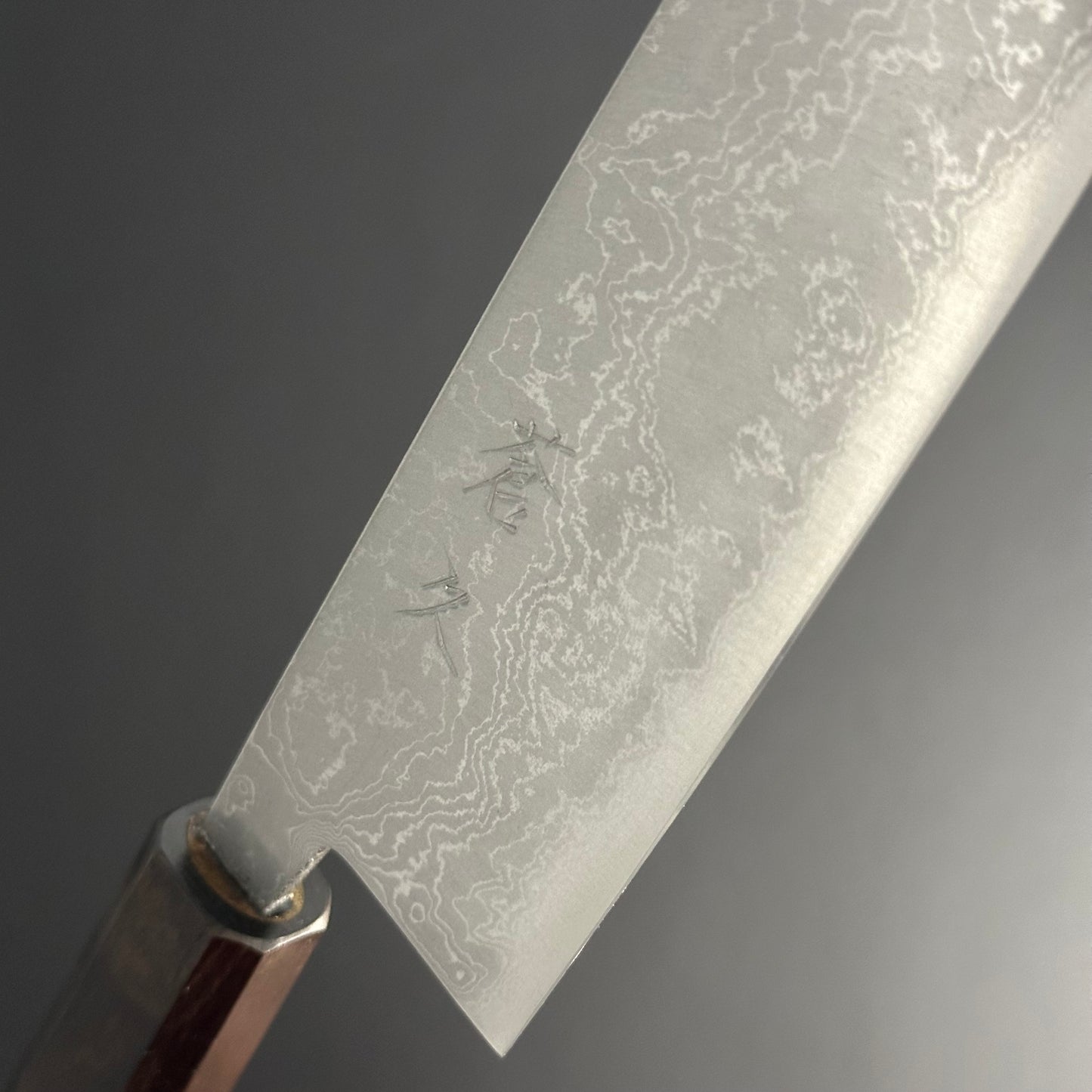 Damascus Santoku 165 mm (6.5 in) Aogami (Blue) #2 Double-Bevel