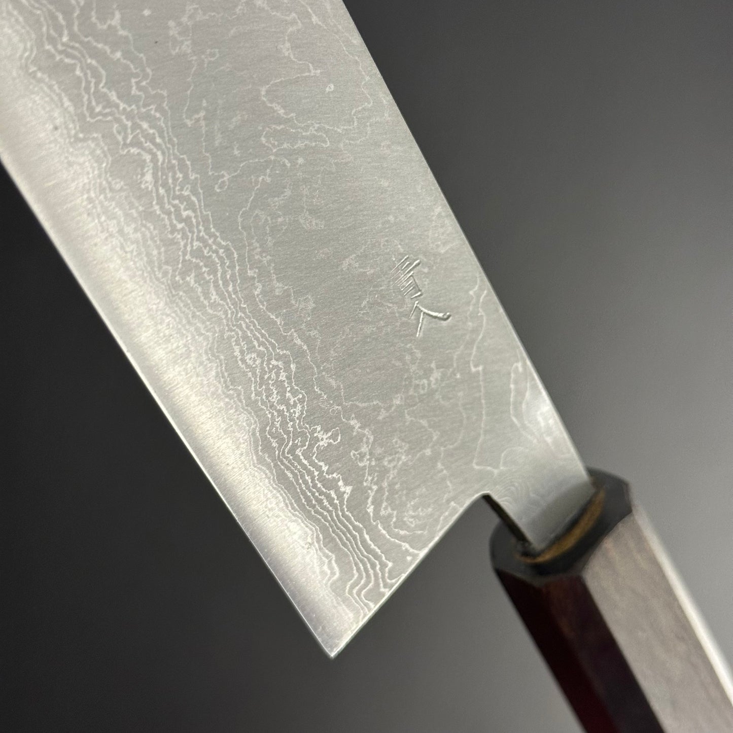 Damascus Santoku 165 mm (6.5 in) Aogami (Blue) #2 Double-Bevel