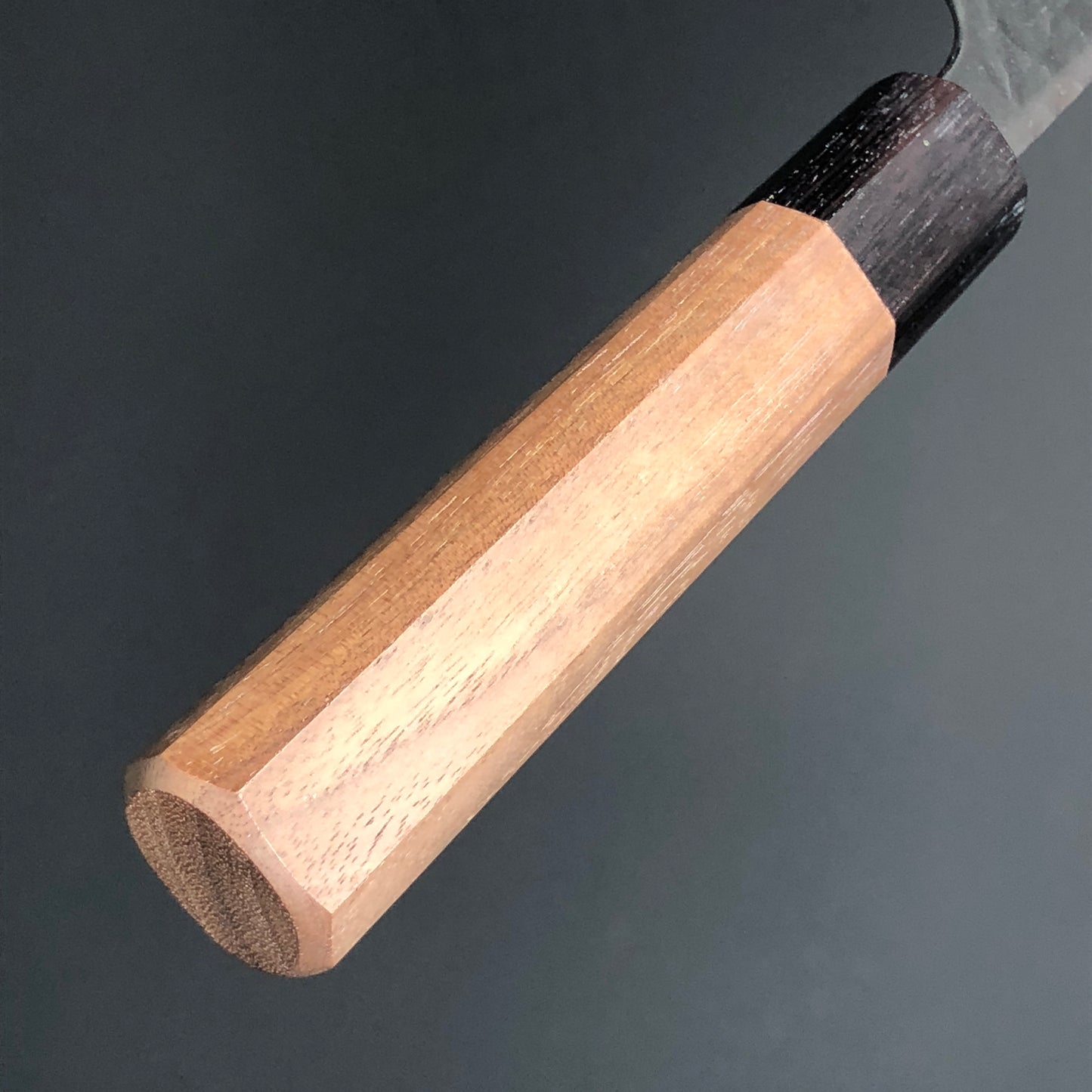 Santoku Black Stainless 165 mm (6.5 in) Aogami Super Hammered Finish Double-Bevel Walnut Octagonal type