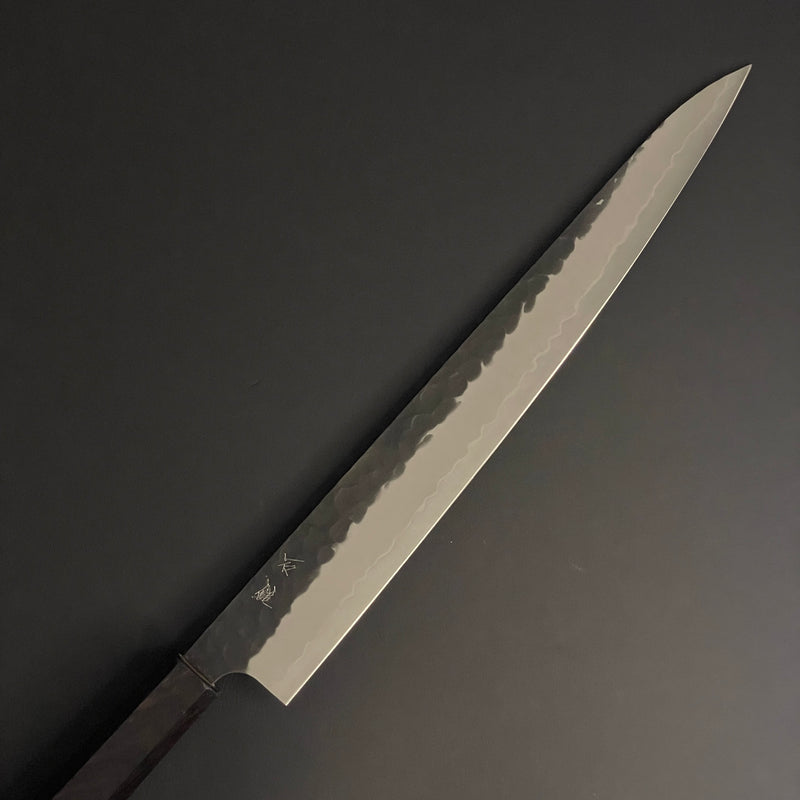 SC Sujihiki 270mm (10.6 in) Aogami(Blue) #S Black Hammered Finish Double-Bevel