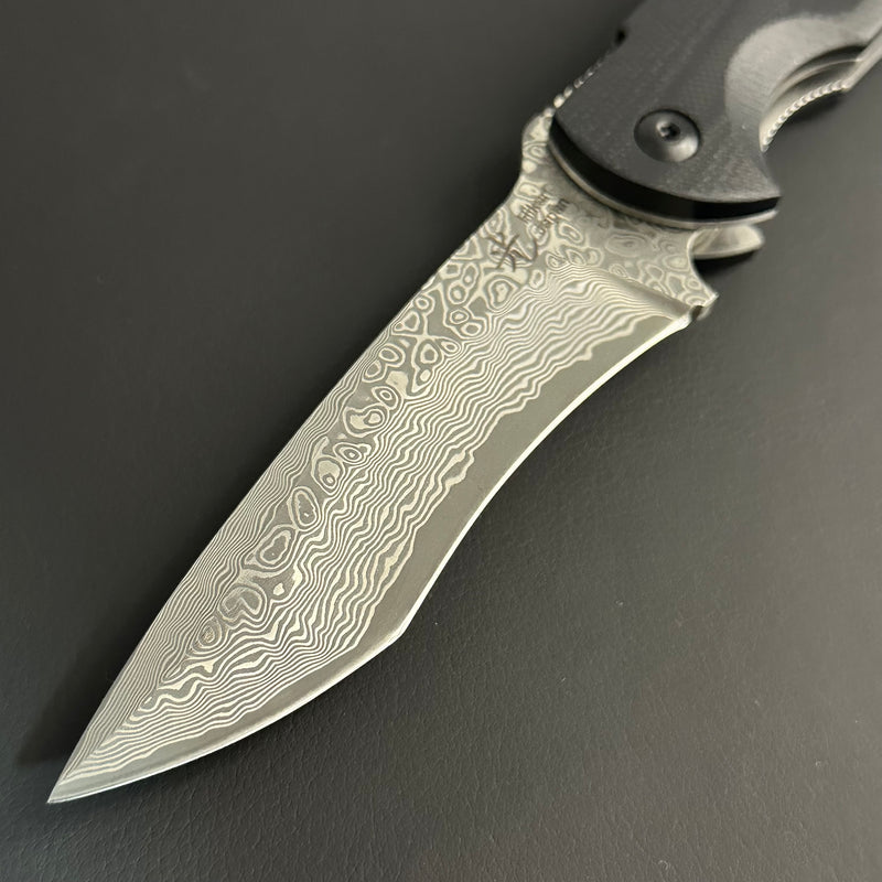 Hikari Folding Knife AUS8 Stainless Steel Damascus G10 Handle