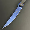 Hikari Folding Knife D2 Stainless Steel Blue Coating Carbon Fibre Handle