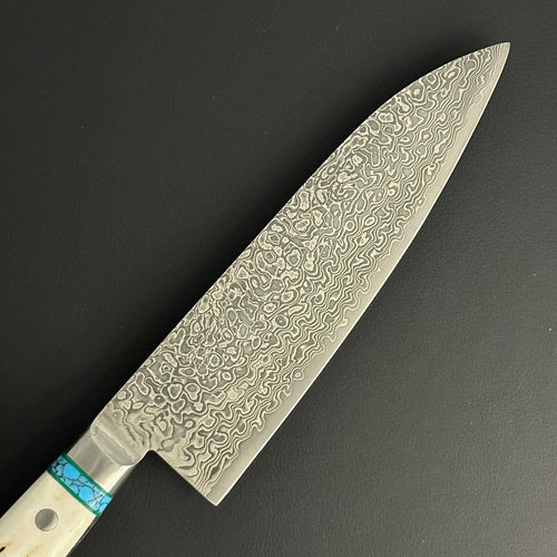 SC Santoku 180mm (7in) VG10 Stainless Steel 33 Layers Damascus Double-Bevel Stag Handle