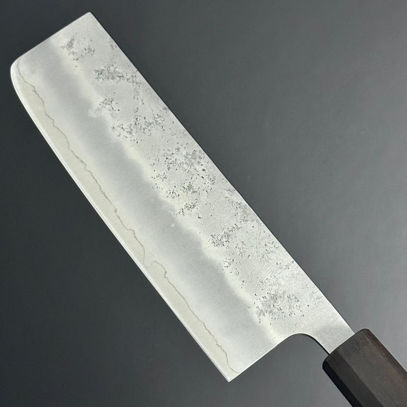 Nakiri 165mm (6.5in) Ginsan (Silver No.3) Nashiji Finish Double-Bevel