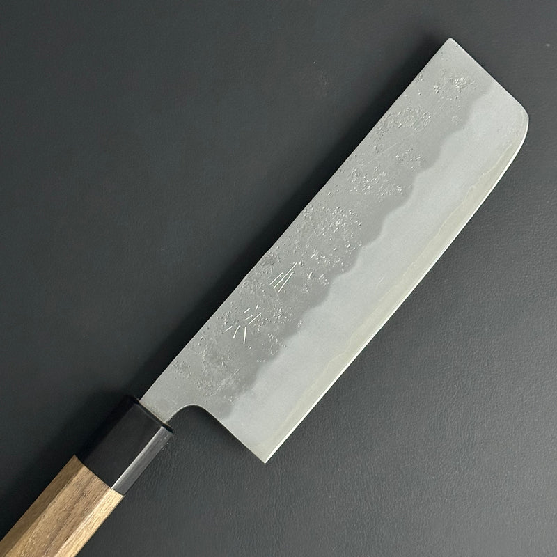 Nakiri 165mm (6.5in) Ginsan (Silver No.3) Nashiji Finish Double-Bevel