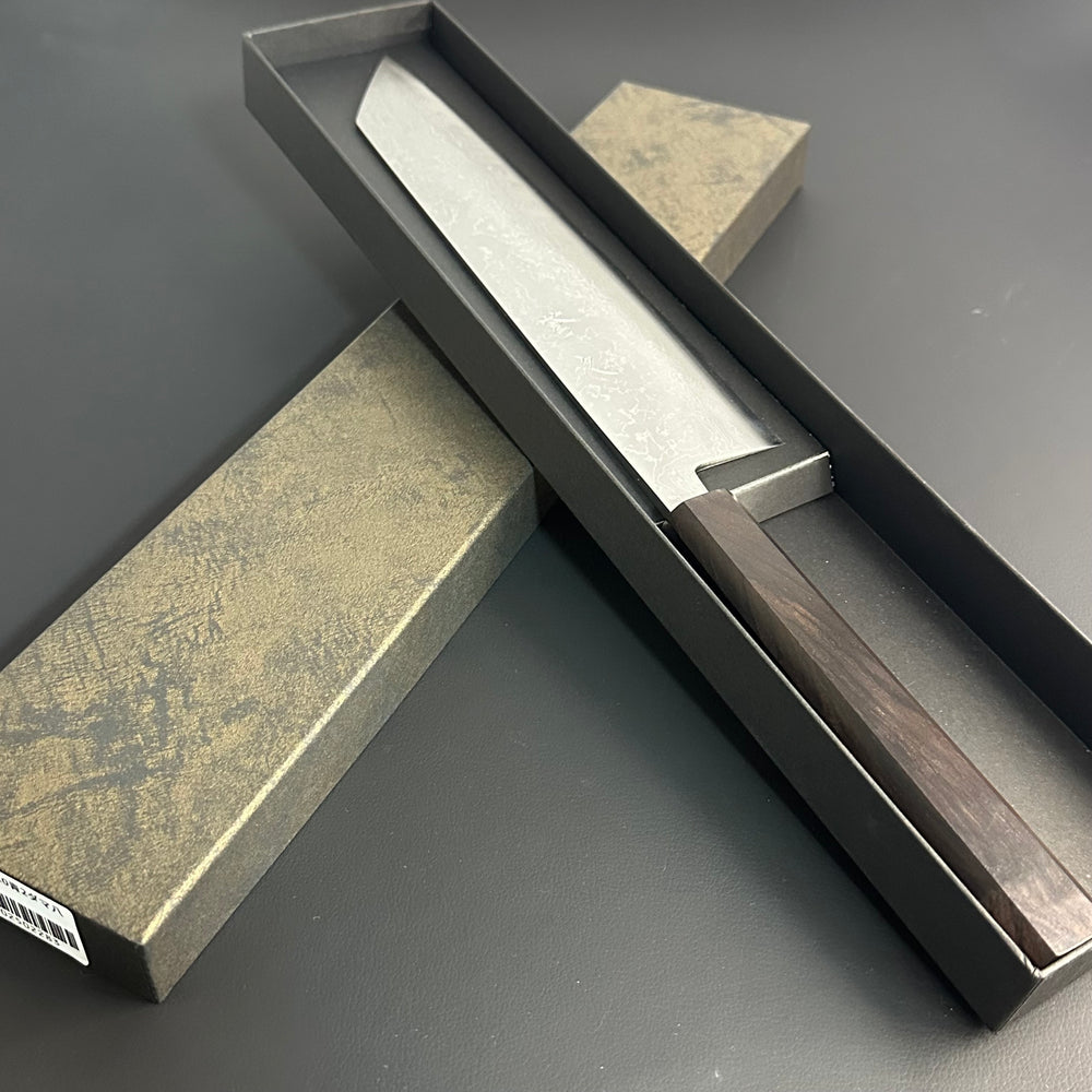
                  
                    Damascus Kiritsuke 210 mm (8.2 in) Aogami (Blue) #2 Double-Bevel
                  
                