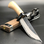 Kurouchi Forged Sword Hunting Knife Fixed Blade 100 mm (4 in) Aogami (Blue) #2 Double-Bevels