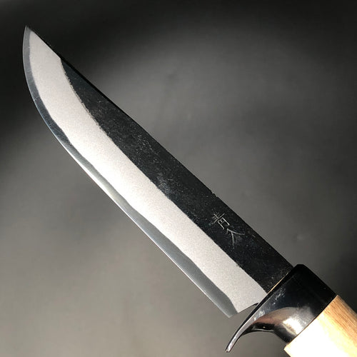 Kurouchi Forged Sword Hunting Knife Fixed Blade 120 mm (4.7 in) Aogami (Blue) #2 Double-Bevels
