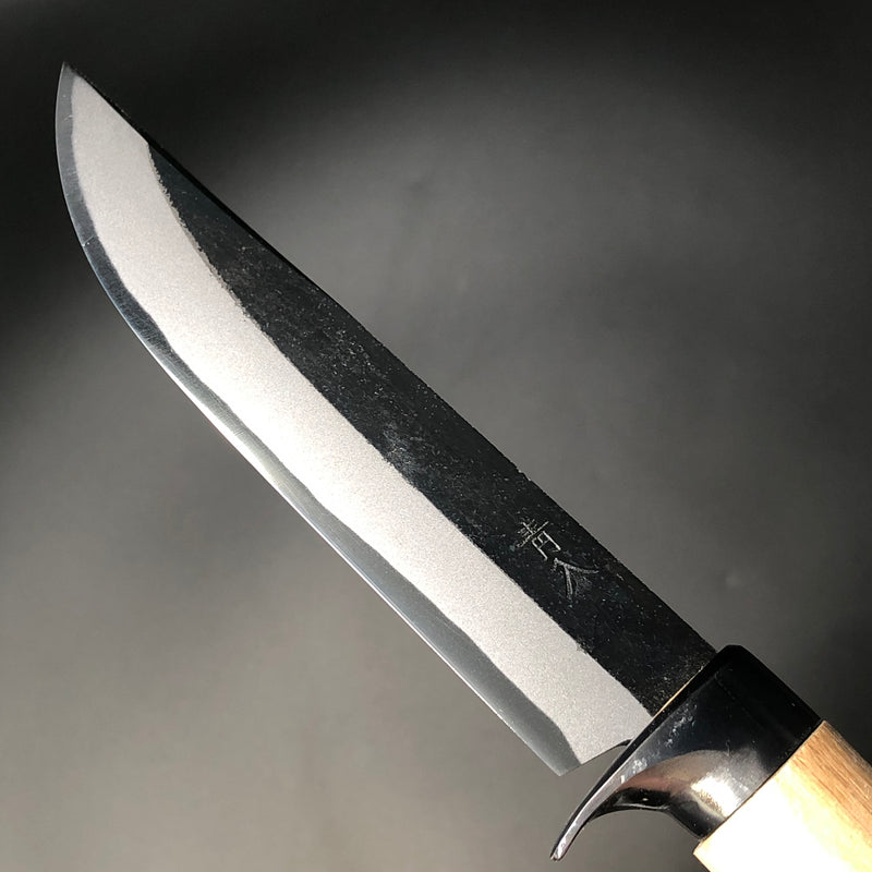 Kurouchi Forged Sword Hunting Knife Fixed Blade 120 mm (4.7 in) Aogami (Blue) #2 Double-Bevels