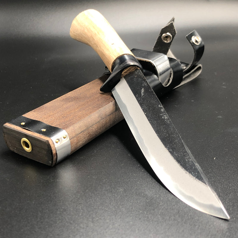 Kurouchi Forged Sword Hunting Knife Fixed Blade 135 mm (5.3 in) Aogami (Blue) #2 Double-Bevels
