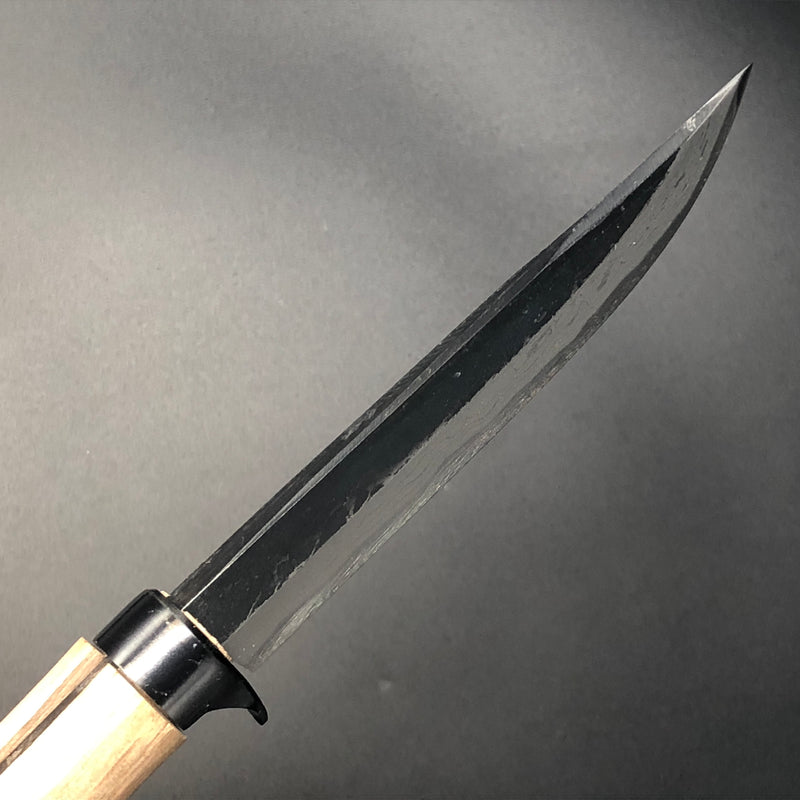 Kurouchi Forged Sword Hunting Knife Fixed Blade 135 mm (5.3 in) Damascus Aogami (Blue) #2 Double-Bevels