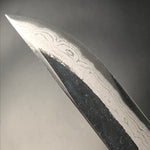 Kurouchi Forged Sword Hunting Knife Fixed Blade 120 mm (4.7 in) Damascus Aogami (Blue) #2 Double-Bevels