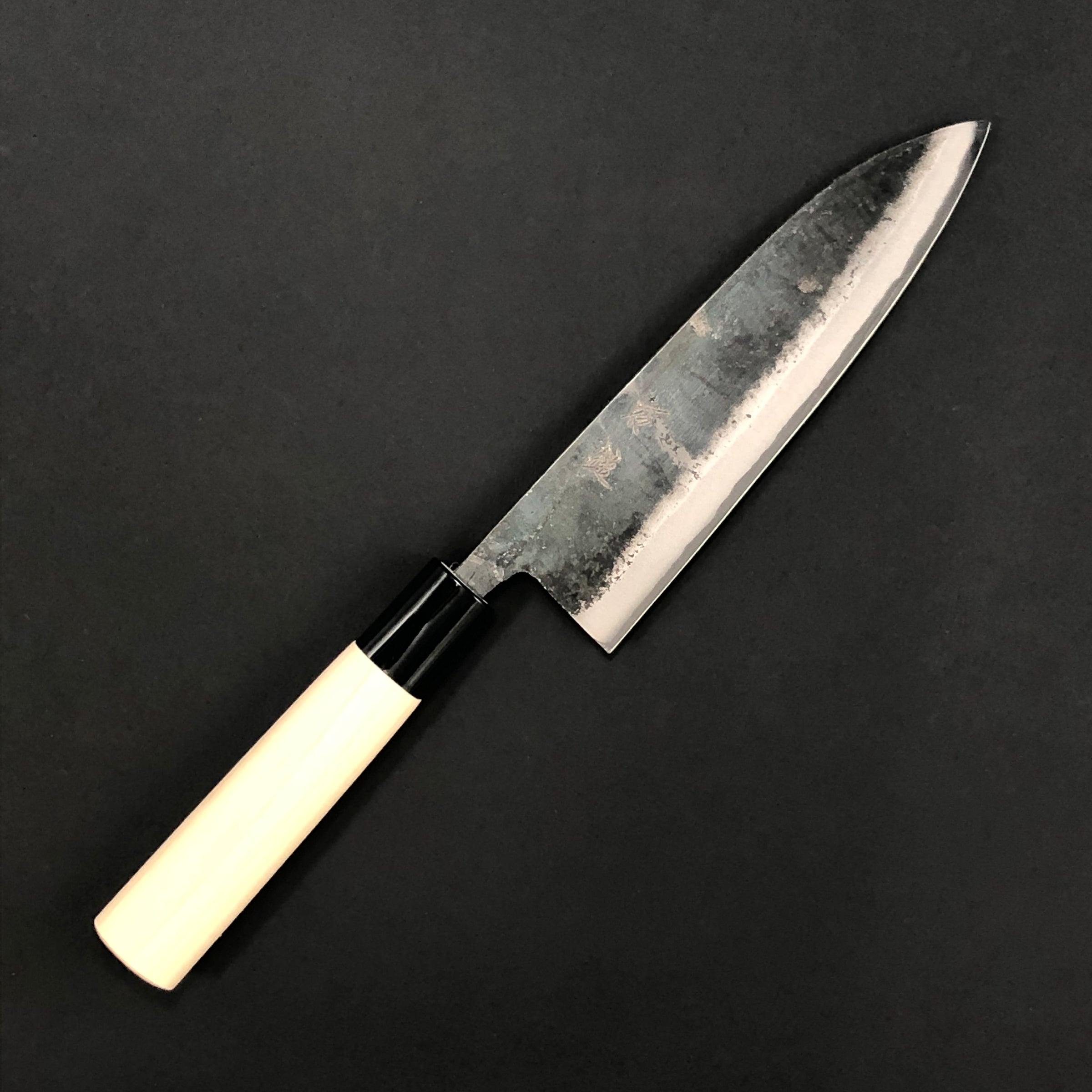 Santoku Kurouchi 165 mm (6.5 in) Aogami (Blue) #2 Double-Bevel 