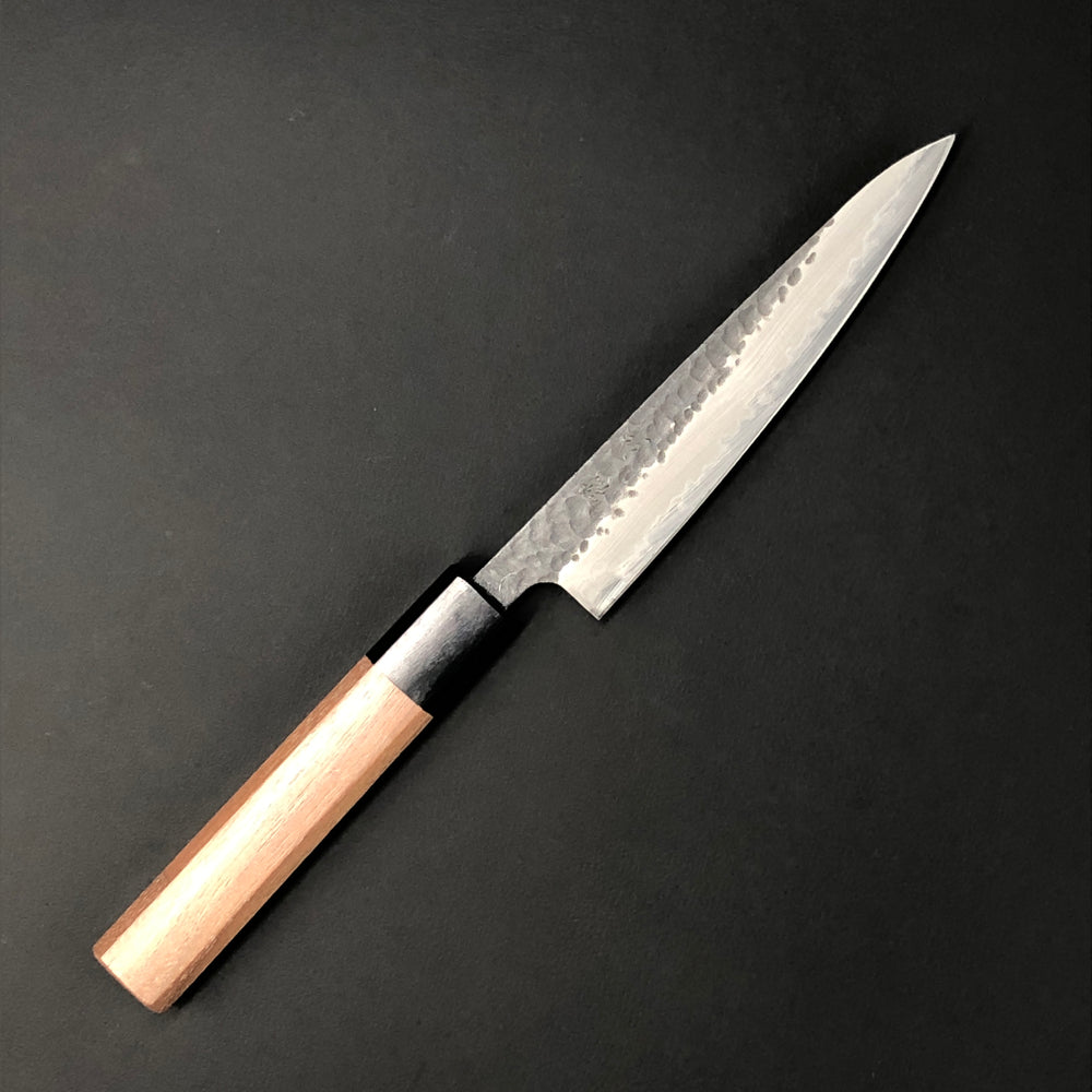 Petty 135mm (5.3 in) Black hammered finish Stainless clad Aogami (Blue) Super Double-Bevel