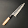 Santoku Black Stainless 165 mm (6.5 in) Aogami Super Hammered Finish Double-Bevel Walnut Octagonal type