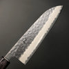 Santoku Black Stainless 165 mm (6.5 in) Aogami Super Hammered Finish Double-Bevel Walnut Octagonal type