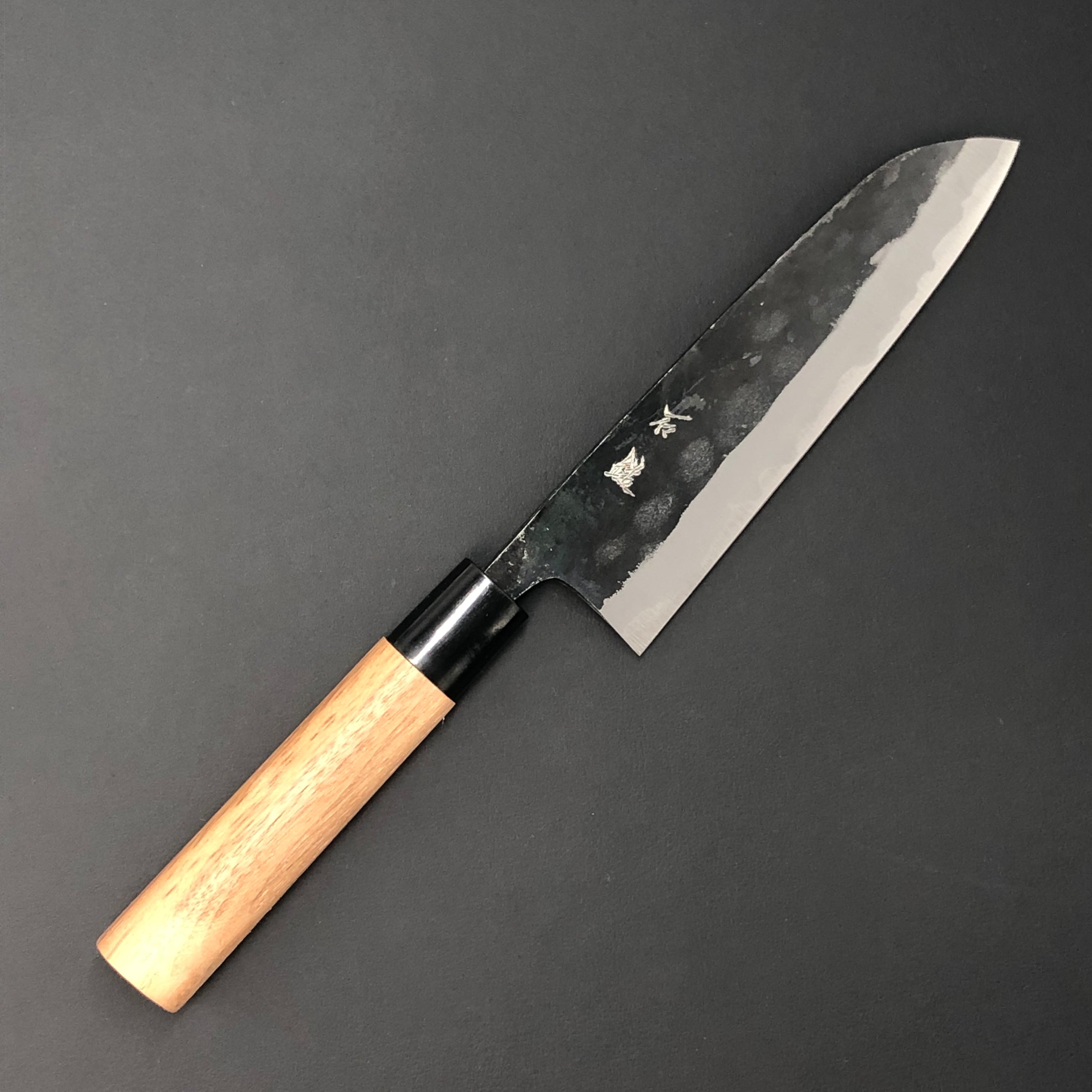 Seki Sanbonsugi Japanese Utility Chef Kitchen Knife, KUROUCHI Carbon Tool  Steel Santoku Knife, Shiraki Wooden Handle, 165 mm (6.5 in), Made in Seki