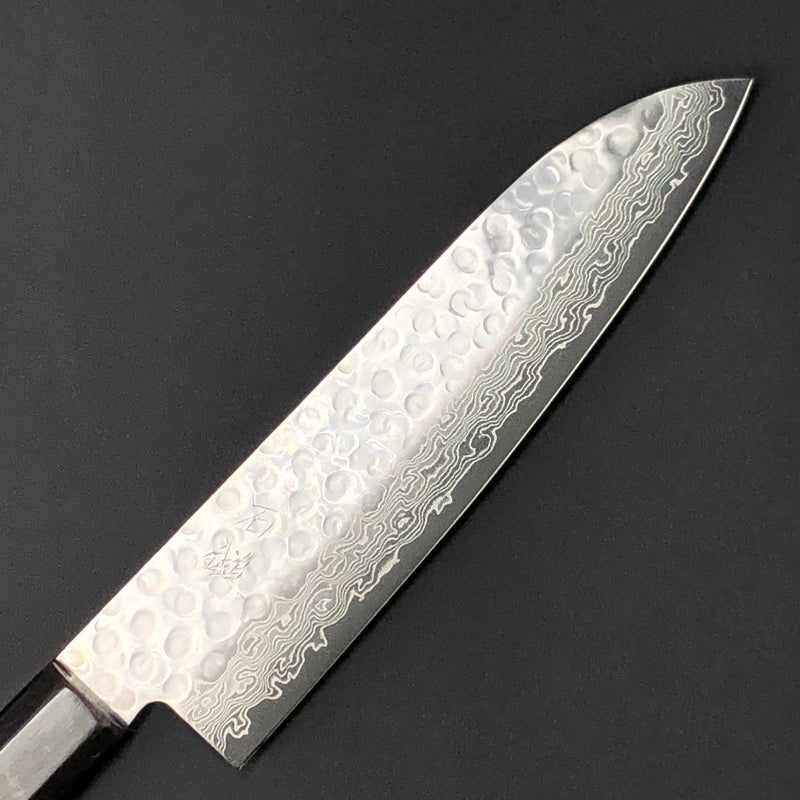 Santoku Damascus Hammered Finish Knife 180mm (7in) Stainless clad AUS10