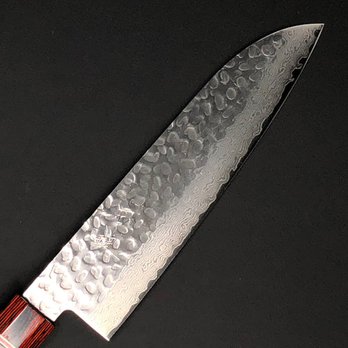 Santoku Damascus Hammered Finish Knife 210 mm (8 in) Stainless Clad VG (Gold) 10