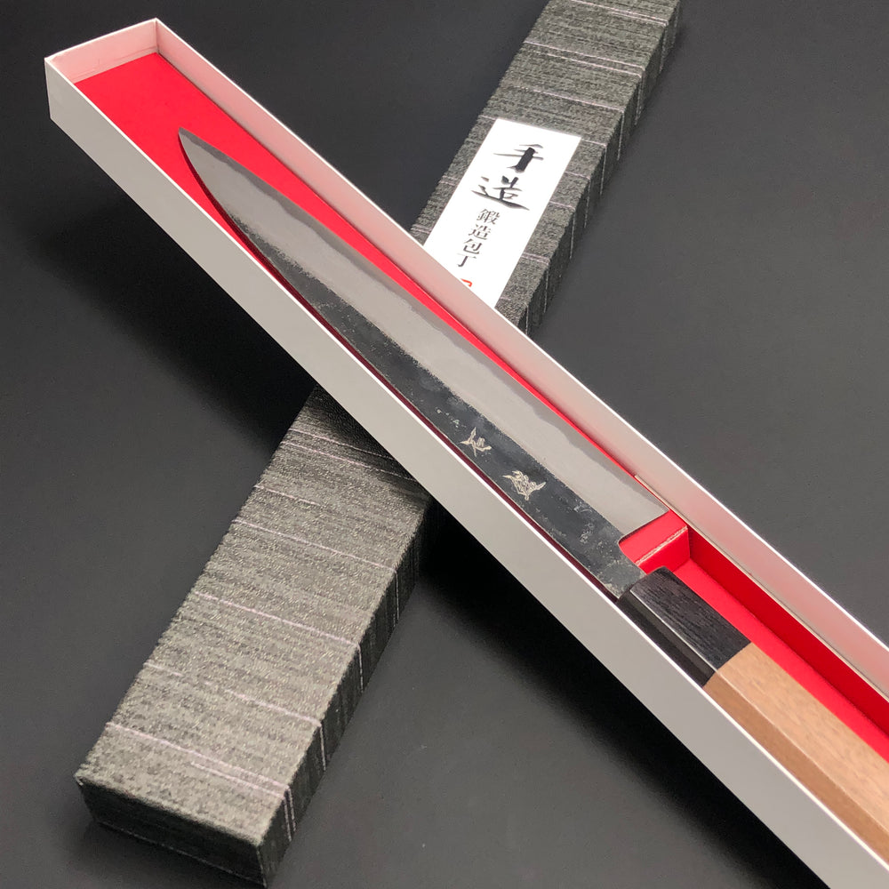 
                  
                    Sujihiki Kurouchi 210 mm (in) Aogami(Blue) No.2 Damascus (17 layers) Double-Bevel
                  
                